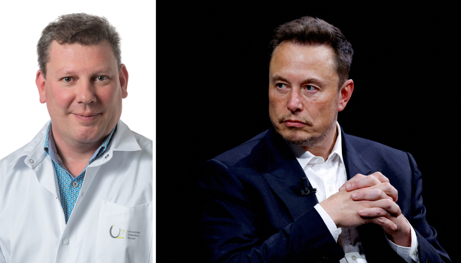 Sebastiaan Engelborghs (UZ Brussel) over Neuralink van Elon Musk. Dat bedrijf heeft een kleine interface, ongeveer zo groot als een muntstuk, ingeplant in de hersenen van een proefpersoon. Beeld RV, REUTERS